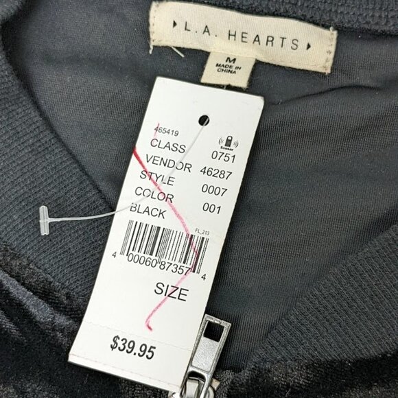LA Hearts PacSun Black Velour Lightweight Zip up Jacket Size S-M Y2K style - NEW - Picture 5 of 10